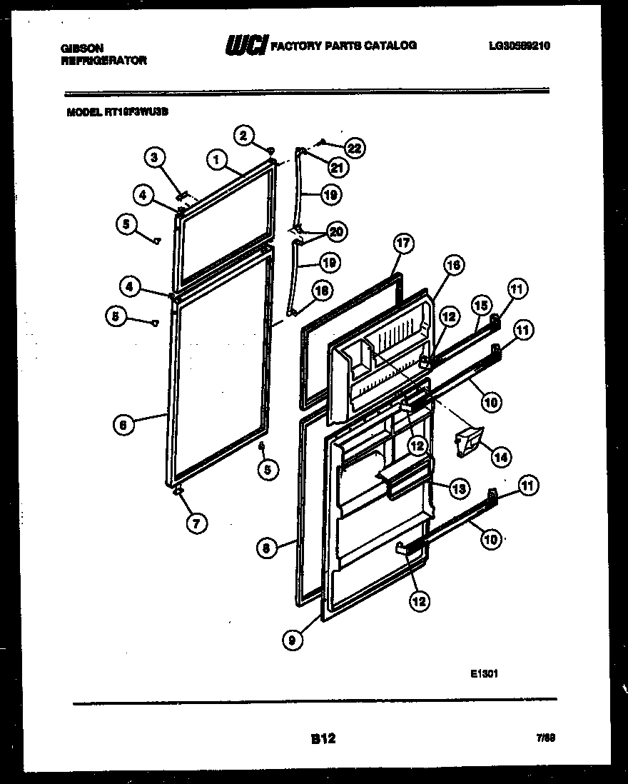 Gibson RT19F3WU3B door parts diagram