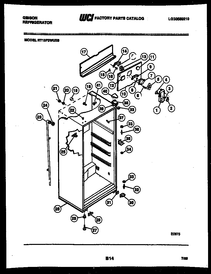 Gibson RT19F3WU3B cabinet parts diagram