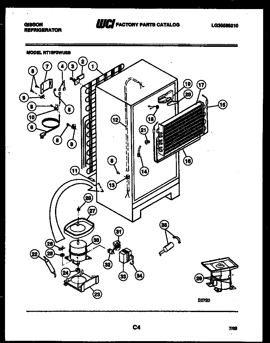 Gibson RT19F3WU3B system and automatic defrost parts diagram