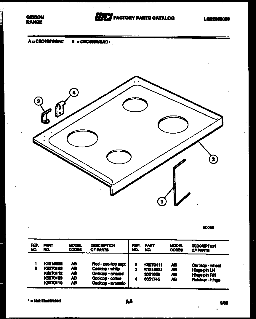 Gibson CEC4S6WSAD cooktop parts diagram