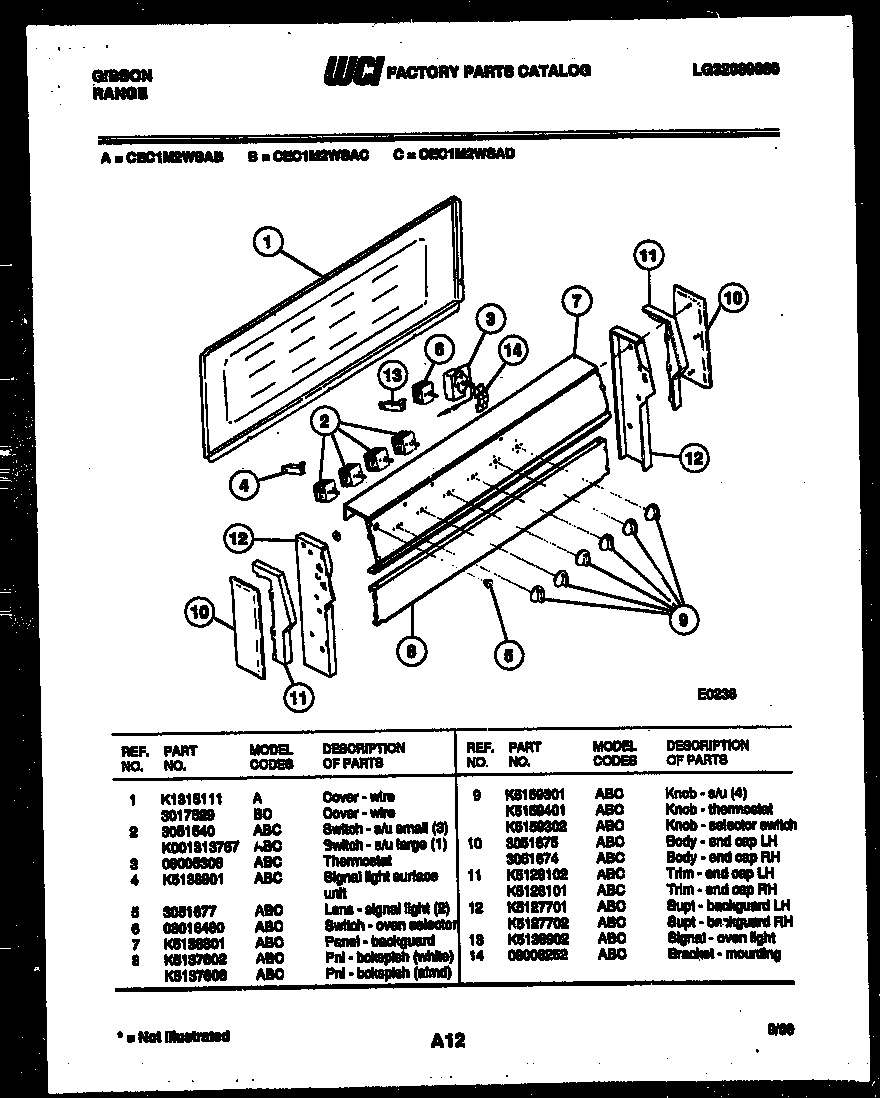 Gibson CEC1M2WSAD backguard diagram