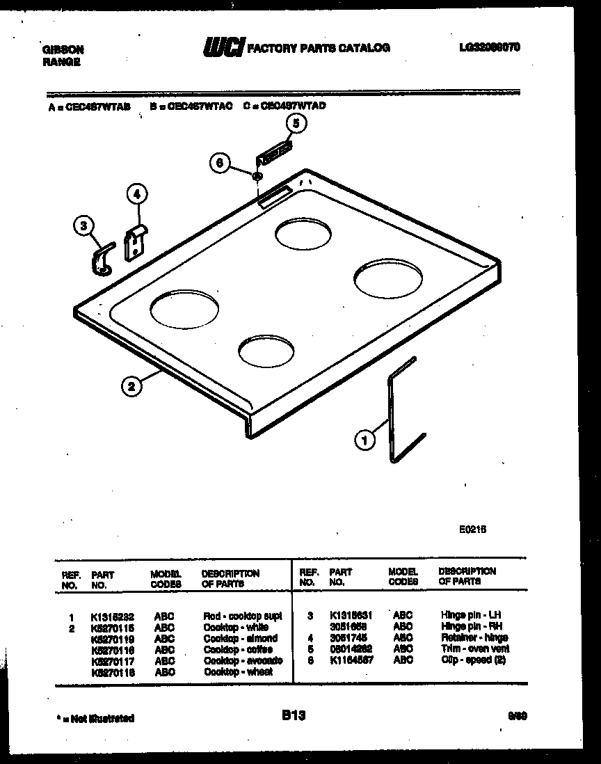 Gibson CEC4S7WTAB cooktop parts diagram