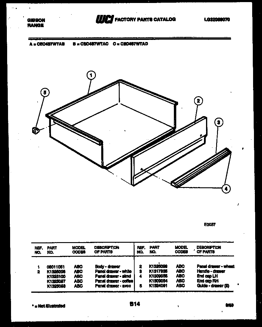 Gibson CEC4S7WTAB drawer parts diagram