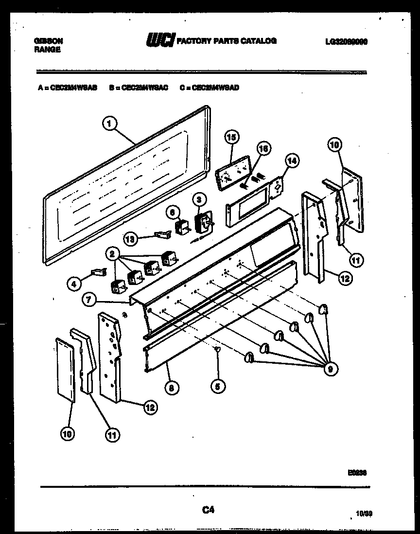 Gibson CEC2M4WSAC backguard diagram