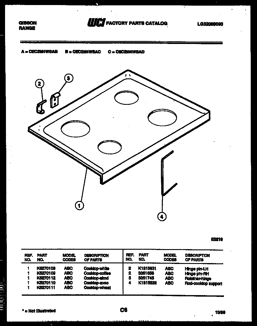 Gibson CEC2M4WSAC cooktop parts diagram