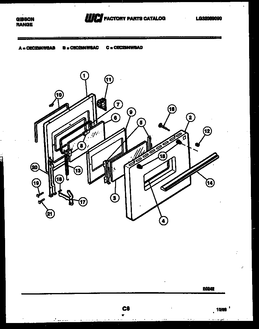 Gibson CEC2M4WSAC door parts diagram