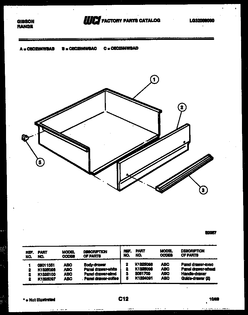 Gibson CEC2M4WSAC drawer parts diagram