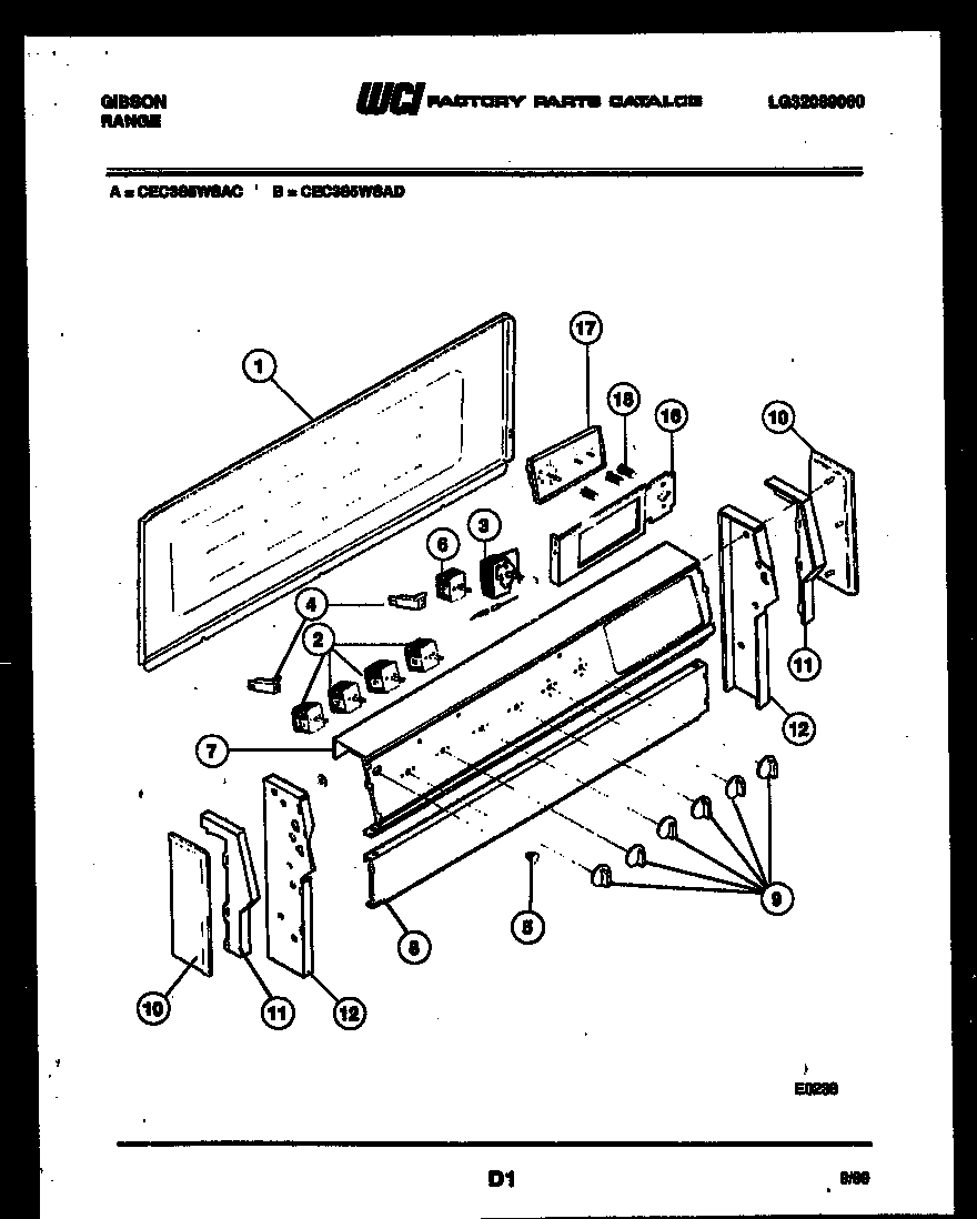 Gibson CEC3S5WSAC backguard diagram