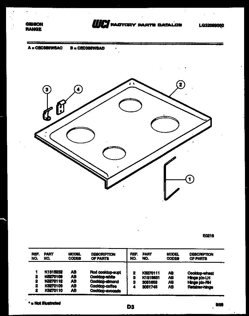 Gibson CEC3S5WSAC cooktop parts diagram