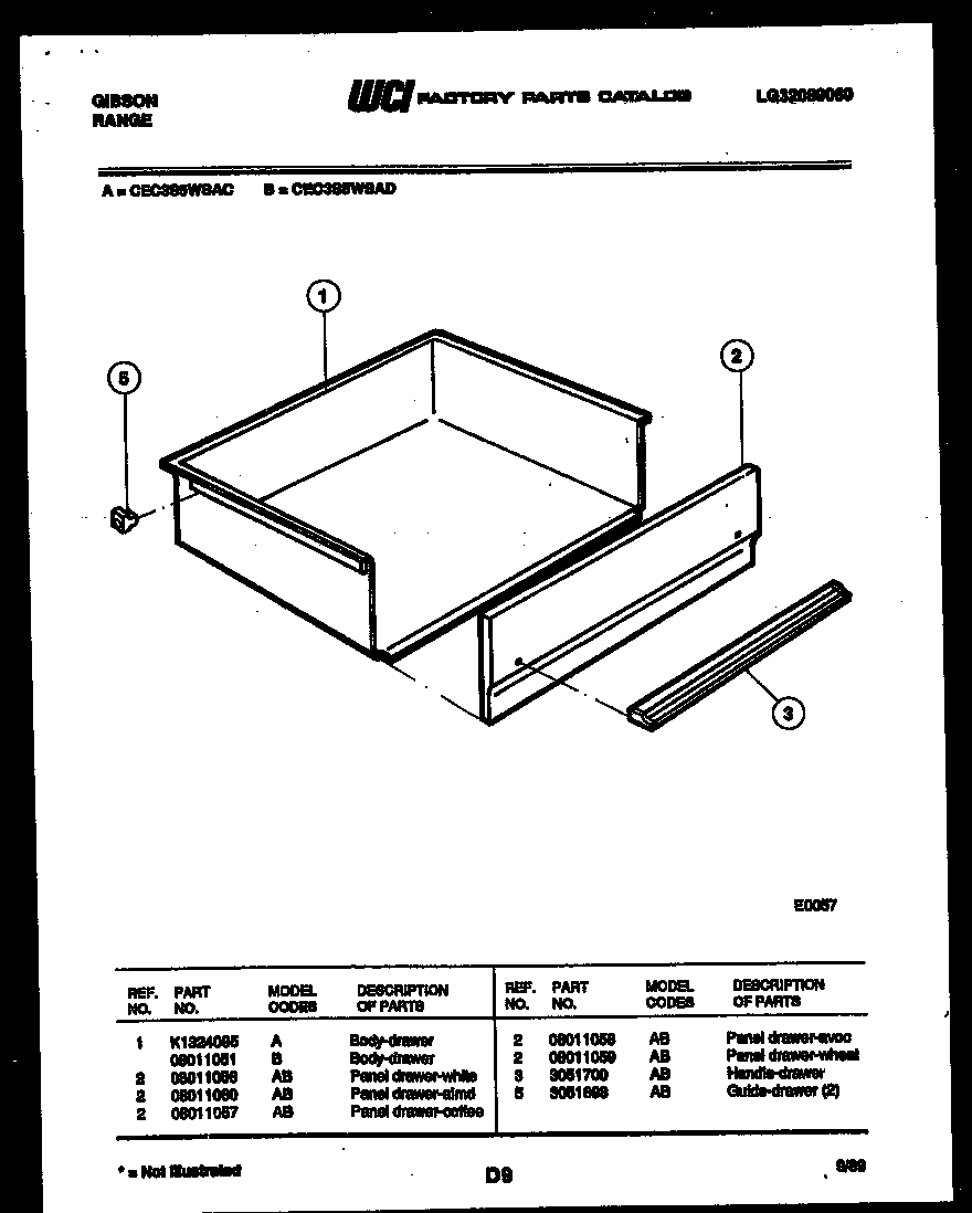Gibson CEC3S5WSAC drawer parts diagram