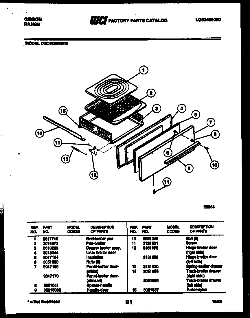 Gibson CGC4C5WSTE broiler drawer parts diagram