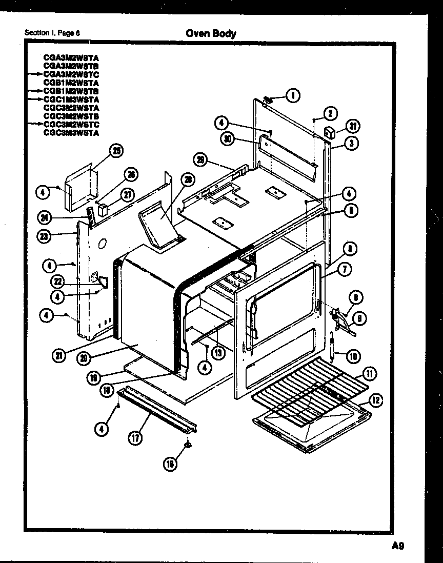 Gibson CGC4M5WSTB oven body diagram