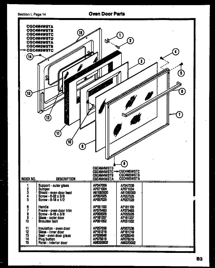 Gibson CGC4M5WSTB oven door parts diagram
