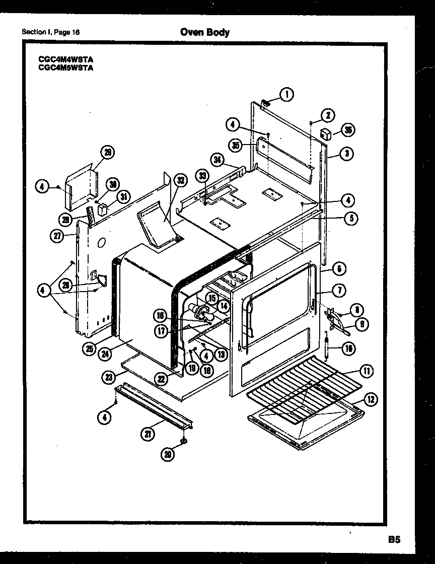 Gibson CGC4M5WSTB oven body diagram