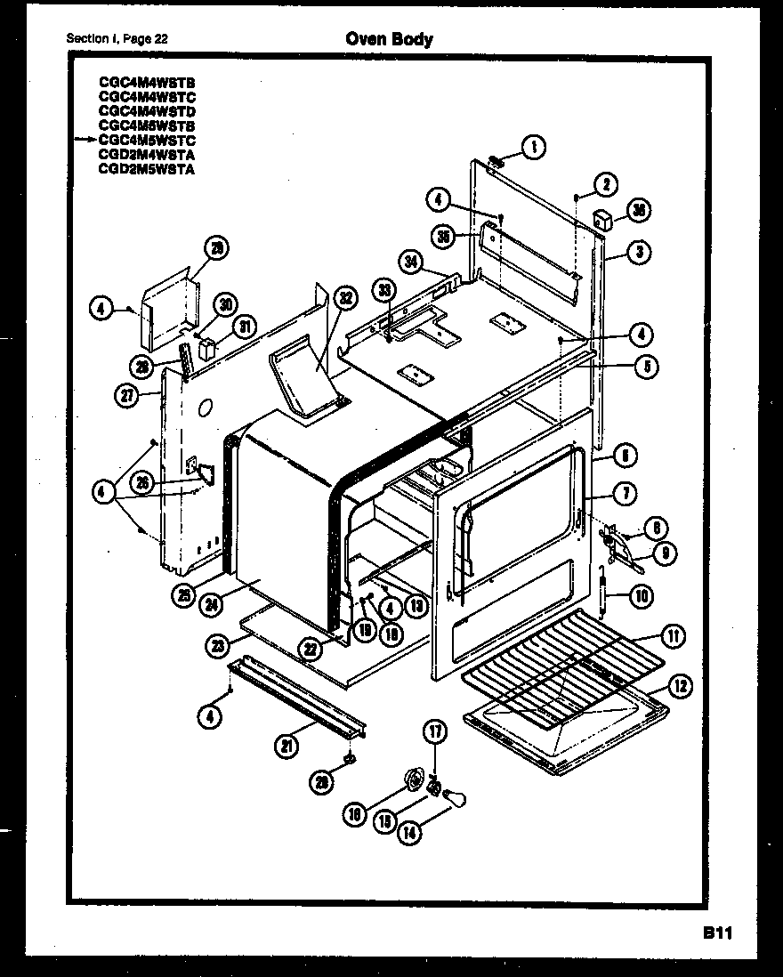 Gibson CGC4M5WSTB oven body diagram