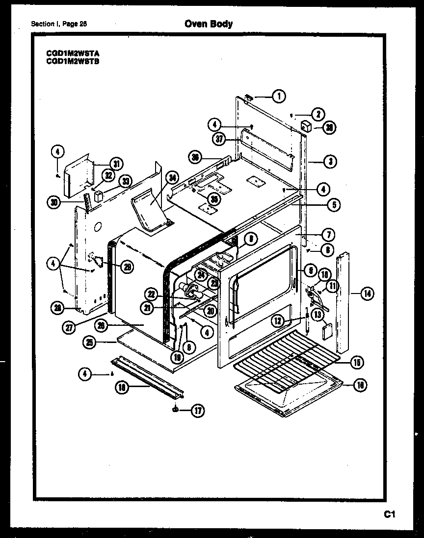 Gibson CGC4M5WSTB oven body diagram