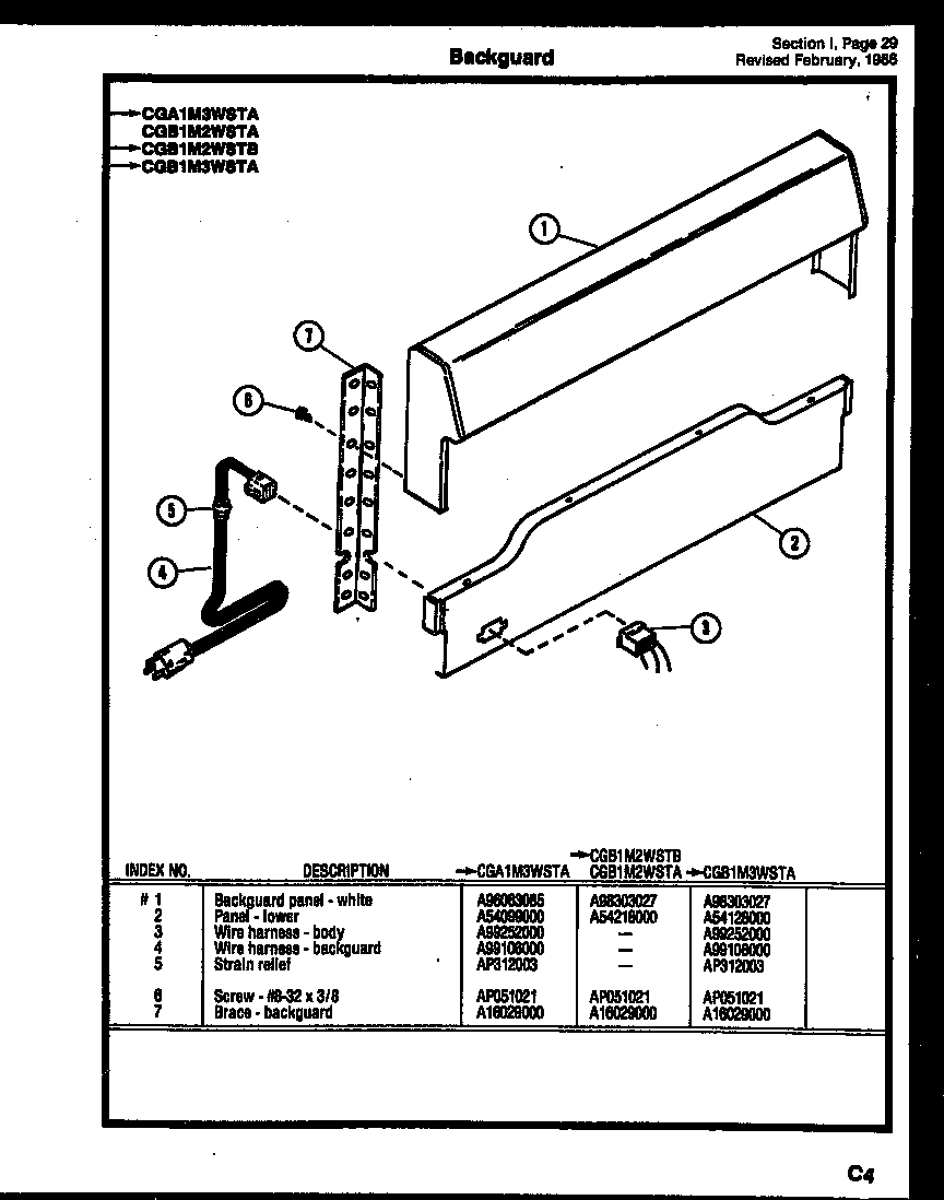 Gibson CGC4M5WSTB backguard diagram