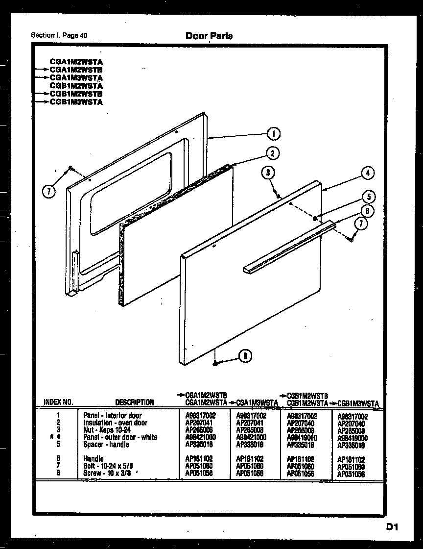 Gibson CGC4M5WSTB door parts diagram