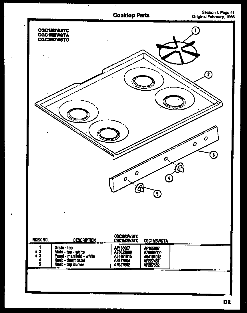 Gibson CGC4M5WSTB cooktop parts diagram