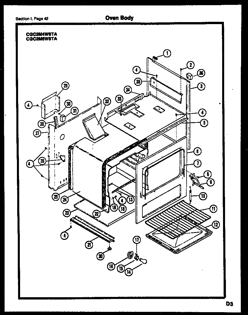 Gibson CGC4M5WSTB oven body diagram