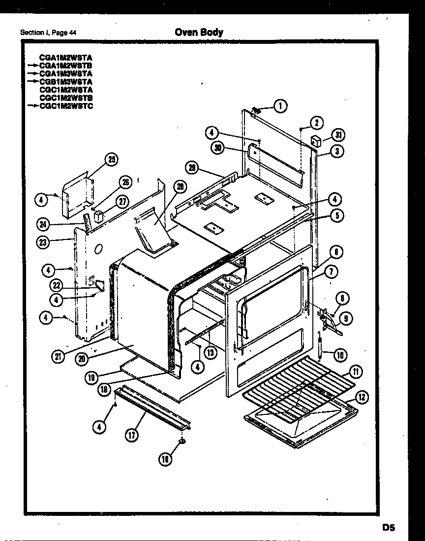 Gibson CGC4M5WSTB oven body diagram