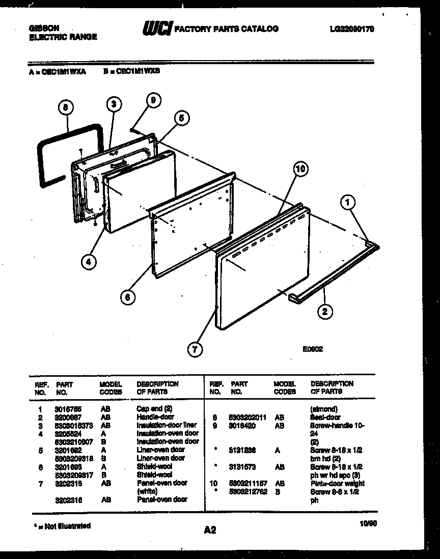 Gibson CEC1M1WXB door parts diagram