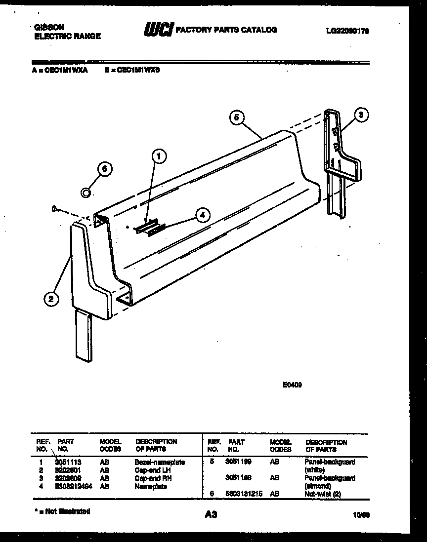 Gibson CEC1M1WXB backguard diagram