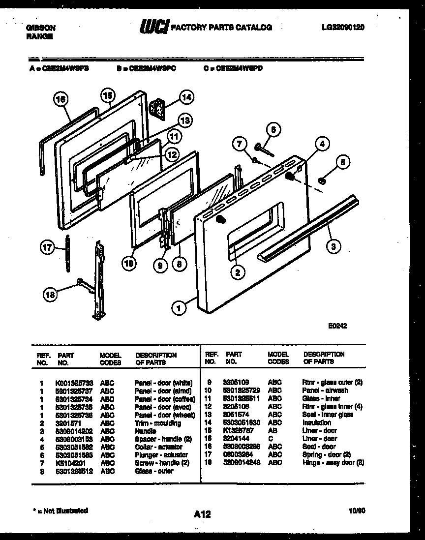 Gibson CEE2M4WSPC door parts diagram