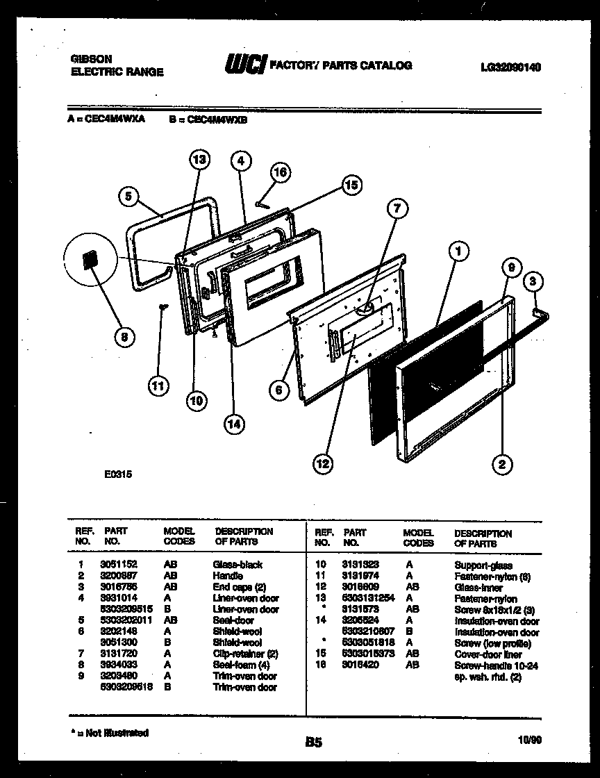 Gibson CEC4M4WXA door parts diagram