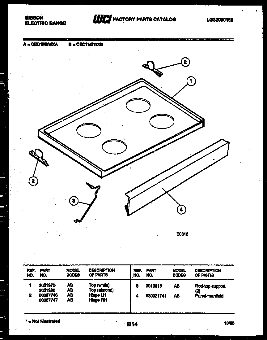 Gibson CEC1M2WXA cooktop parts diagram