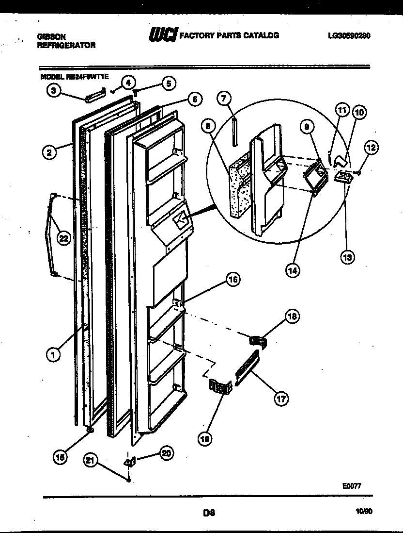 Gibson RS24F9WT1E freezer door parts diagram