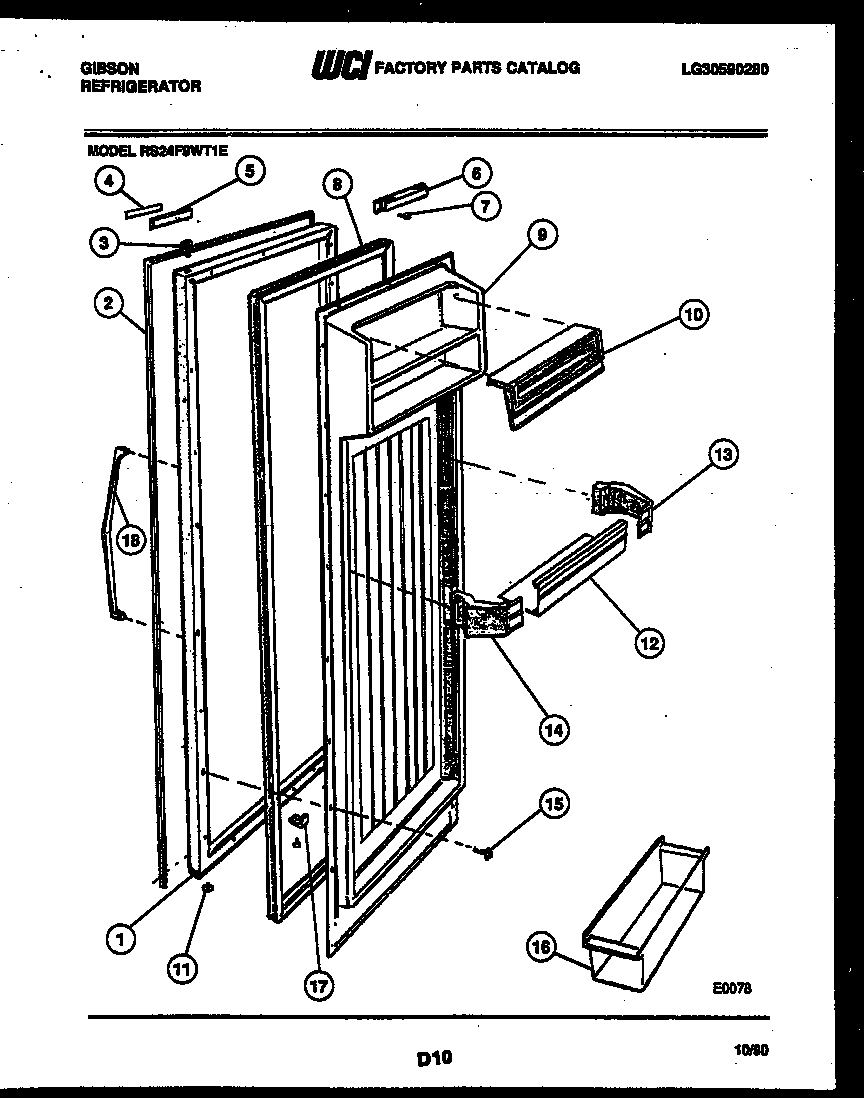 Gibson RS24F9WT1E refrigerator door parts diagram