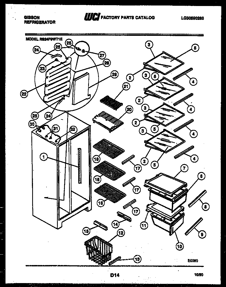 Gibson RS24F9WT1E shelves and supports diagram