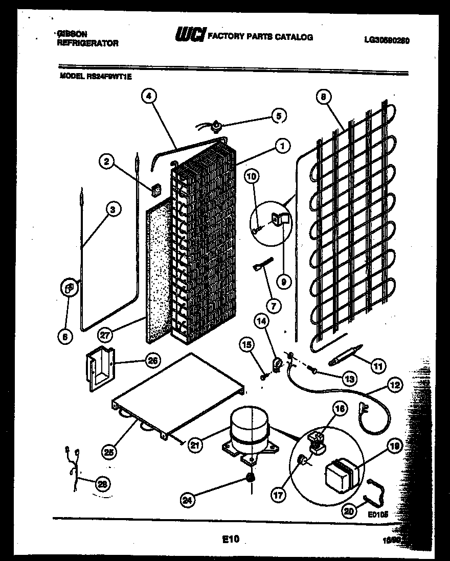 Gibson RS24F9WT1E system and automatic defrost parts diagram