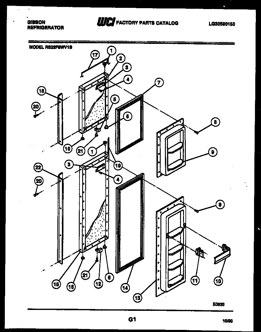 Gibson RS22F8WV1B door parts diagram