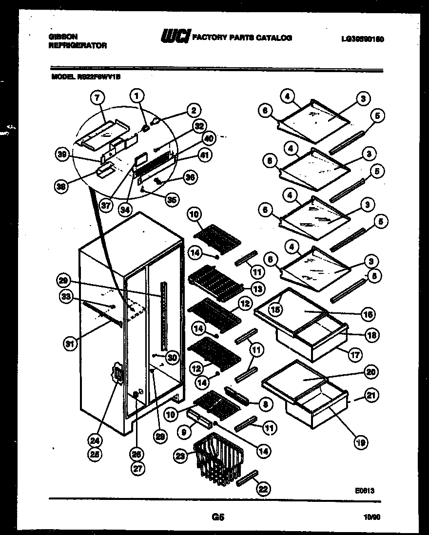 Gibson RS22F8WV1B shelves and supports diagram