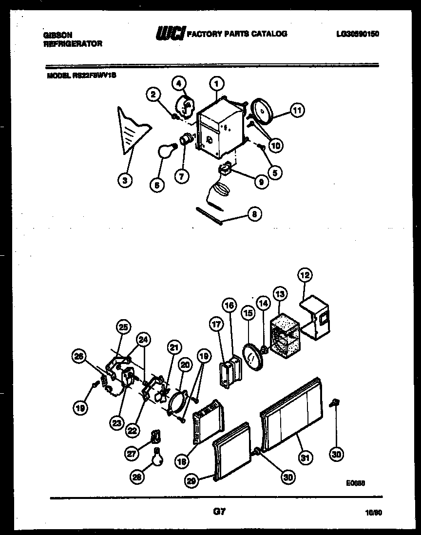 Gibson RS22F8WV1B refrigerator control assembly, damper control assembly and f diagram