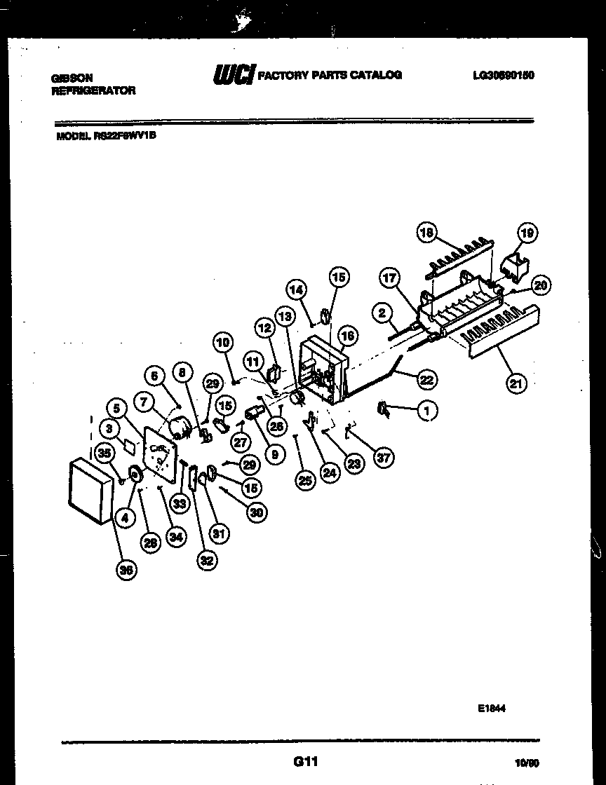 Gibson RS22F8WV1B ice maker parts diagram