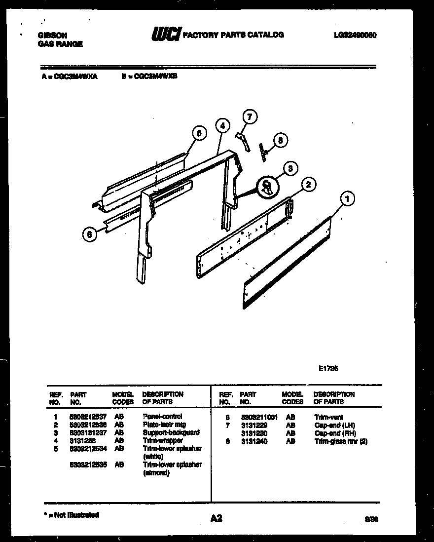 Gibson CGC3M4WXA backguard diagram