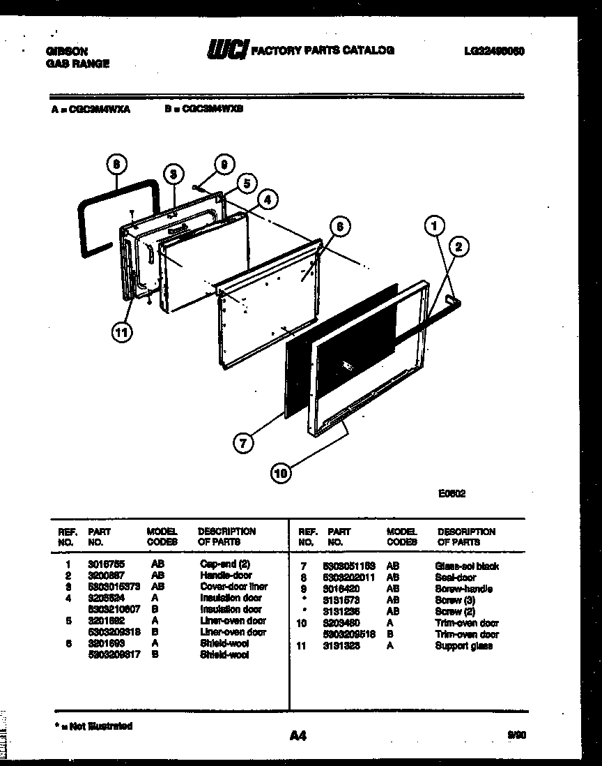 Gibson CGC3M4WXA door parts diagram