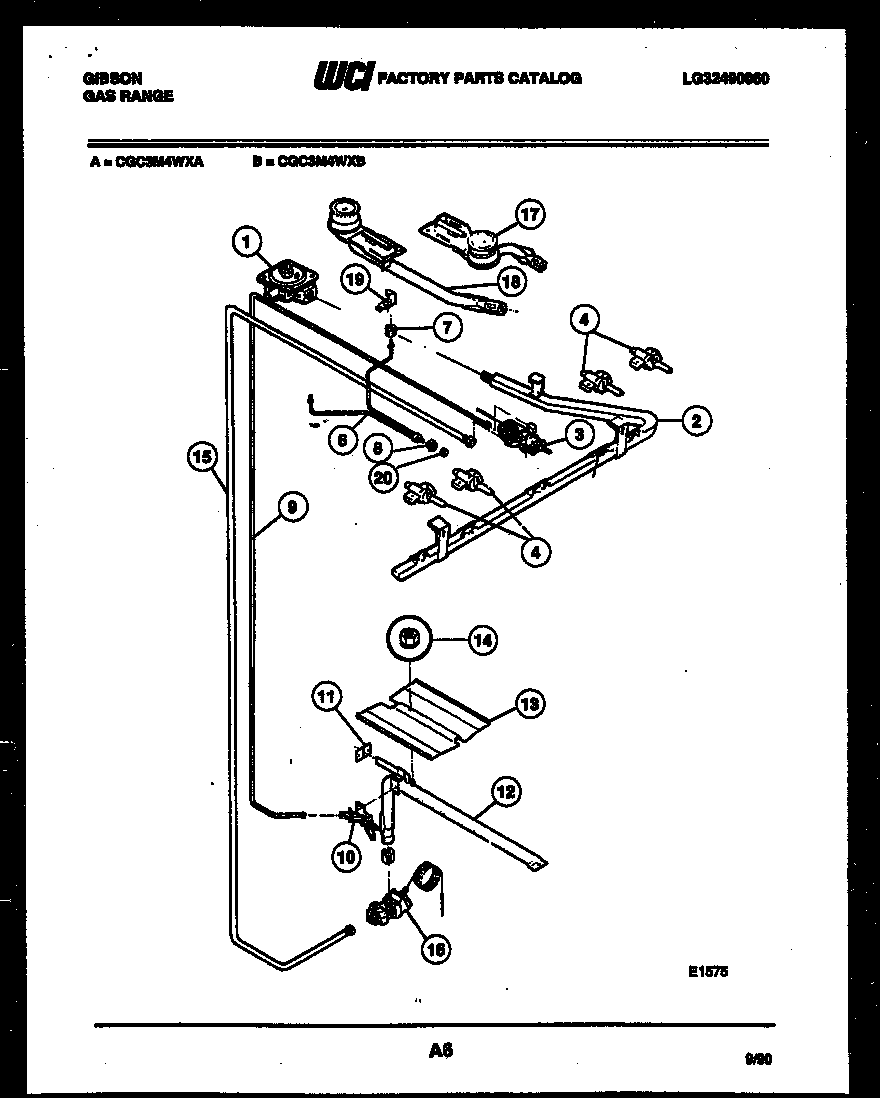 Gibson CGC3M4WXA burner parts diagram