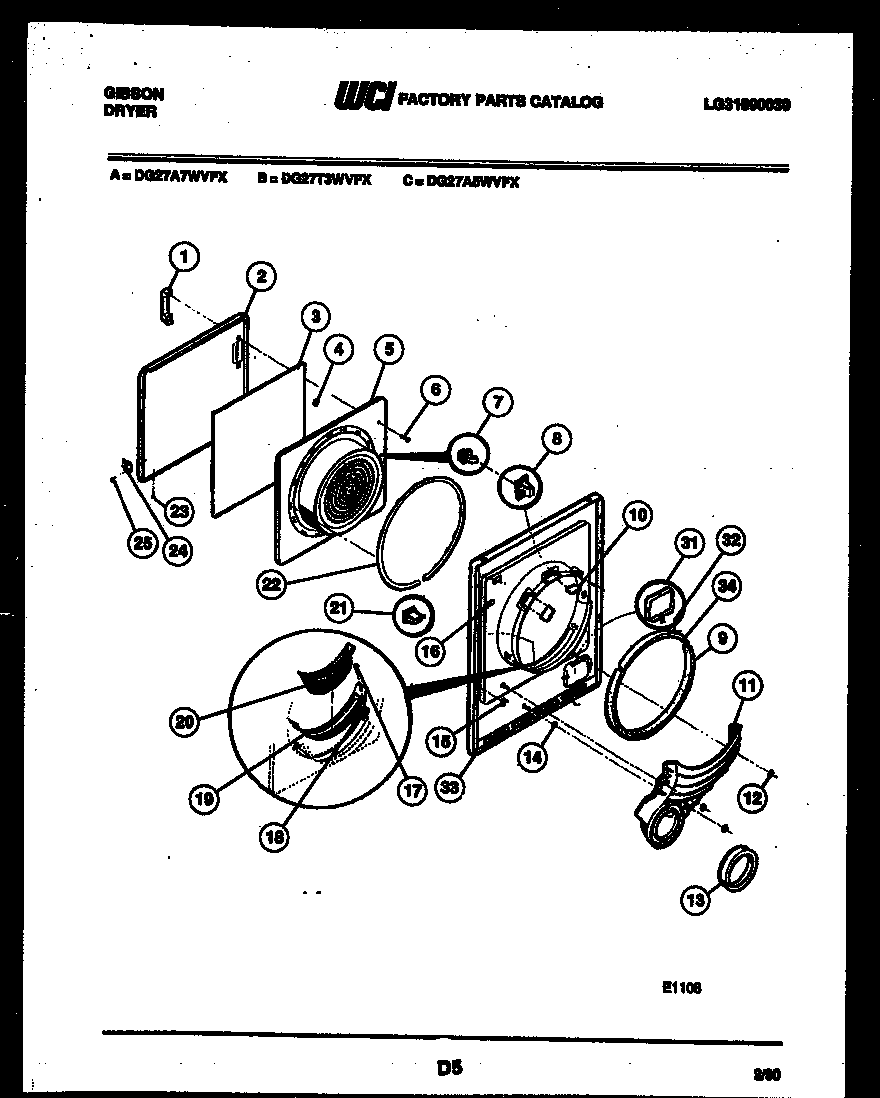 Gibson DG27A5WVFX door parts diagram