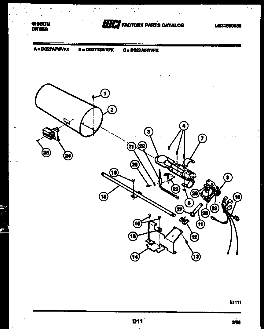 Gibson DG27A5WVFX burner, igniter and valve diagram