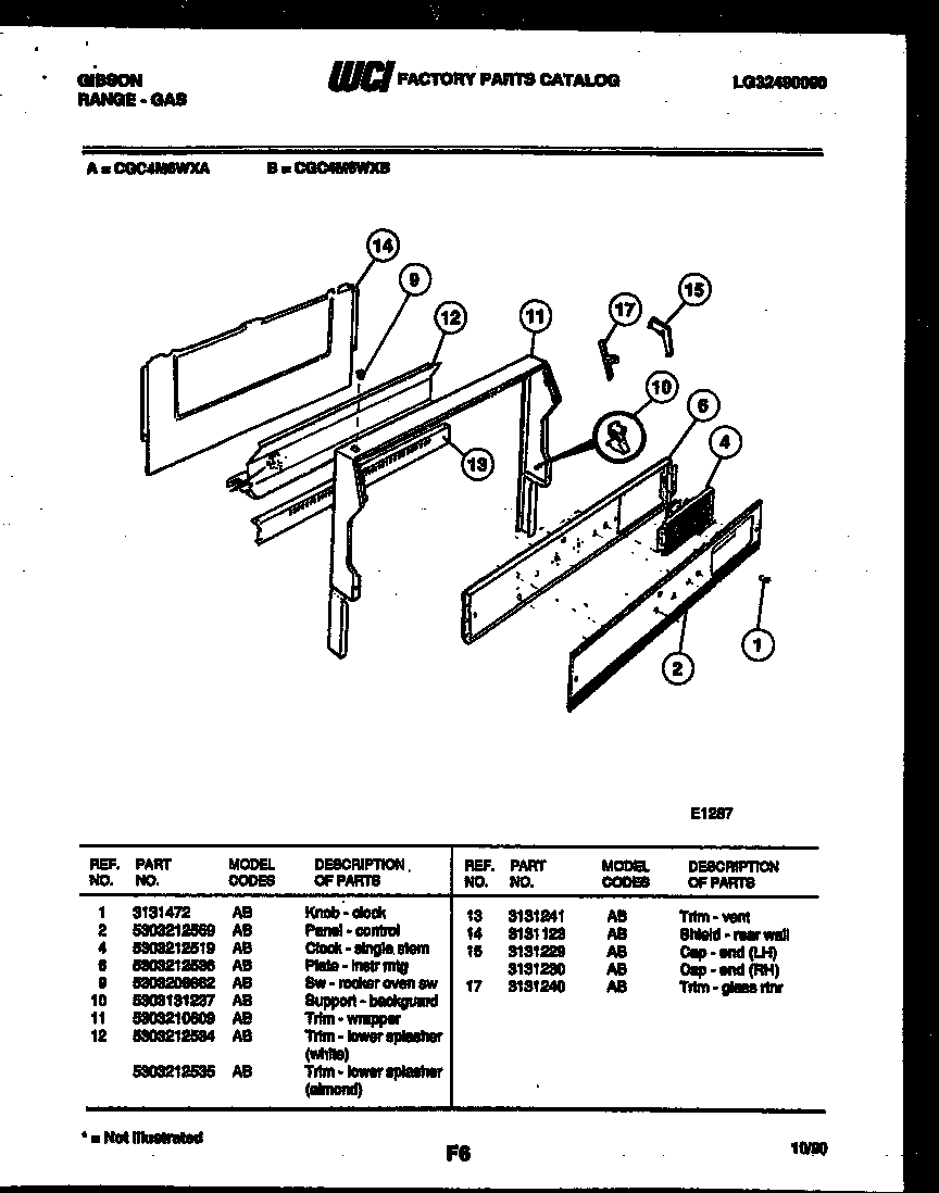 Gibson CGC4M6WXB backguard diagram