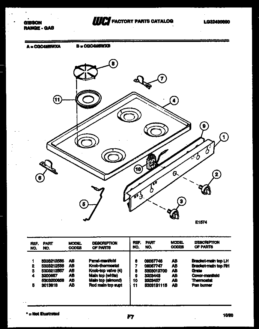 Gibson CGC4M6WXB cooktop parts diagram