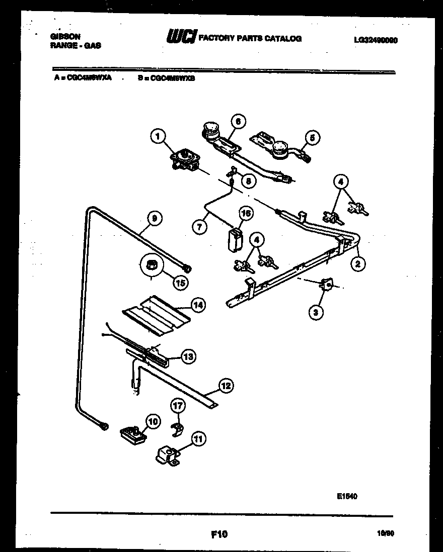 Gibson CGC4M6WXB burner parts diagram