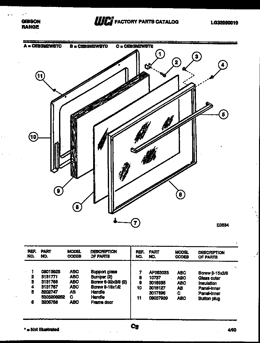 Gibson CEB3M2WSTE door parts diagram