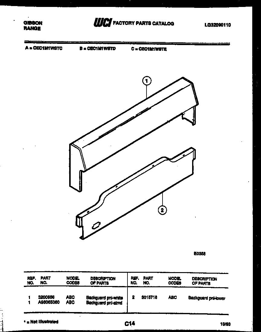 Gibson CEC1M1WSTE backguard diagram
