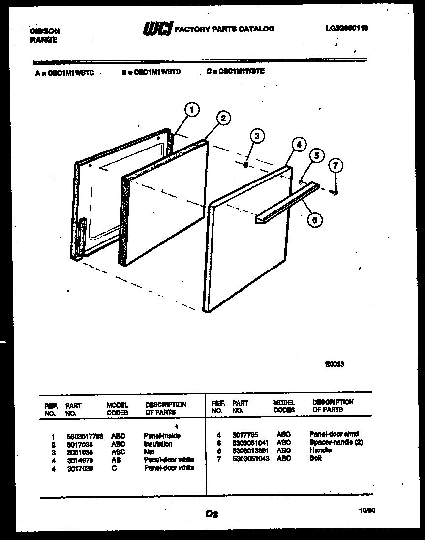 Gibson CEC1M1WSTE door parts diagram