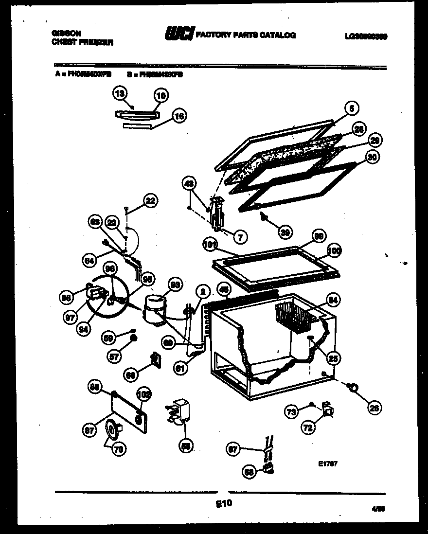 Gibson FH08M4DXFB chest freezer parts diagram